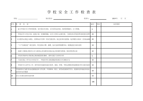 学校安全工作检查表