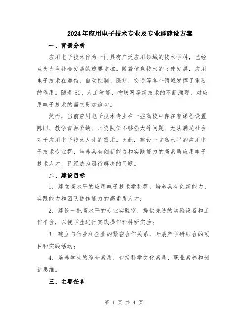 2024年应用电子技术专业及专业群建设方案