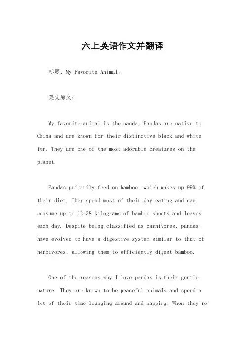 六上英语作文并翻译