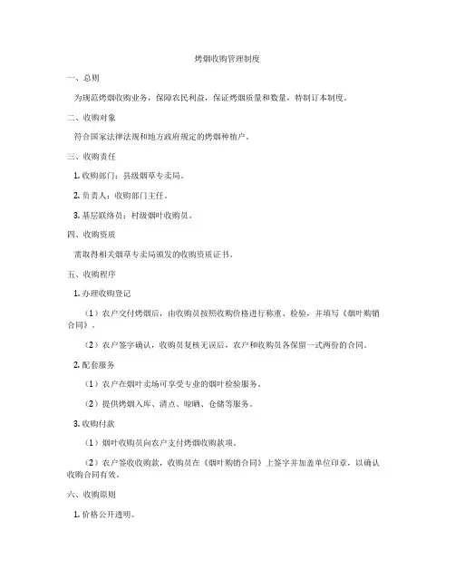 烤烟收购管理制度