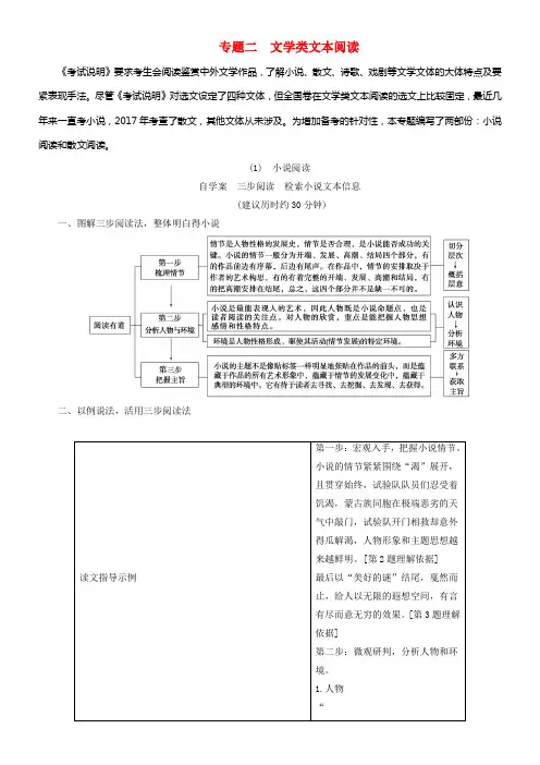 2018年高考语文第二轮温习第一部份专题二文学类文本阅读1小说阅读自学案三步阅读检索小说文本信息
