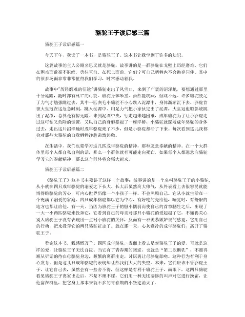 骆驼王子读后感三篇
