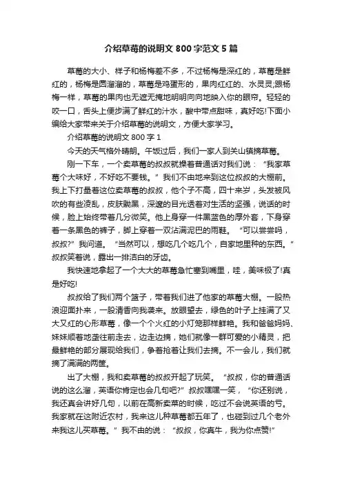 介绍草莓的说明文800字范文5篇