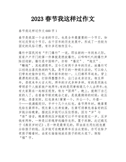 2023春节我这样过作文