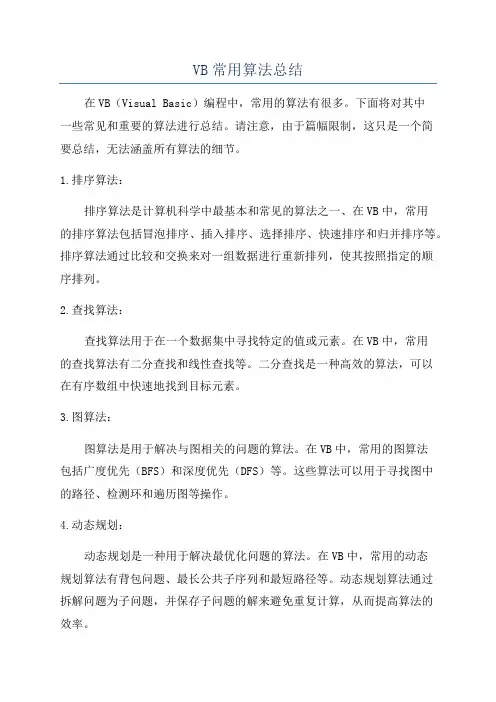VB常用算法总结