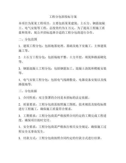 工程分包招投标方案
