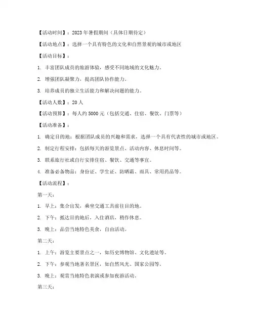 去远方旅游活动方案计划
