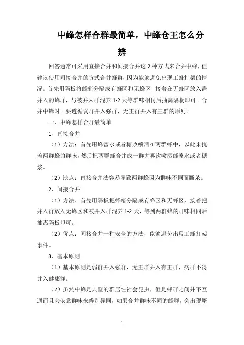 中蜂怎样合群最简单,中蜂仓王怎么分辨