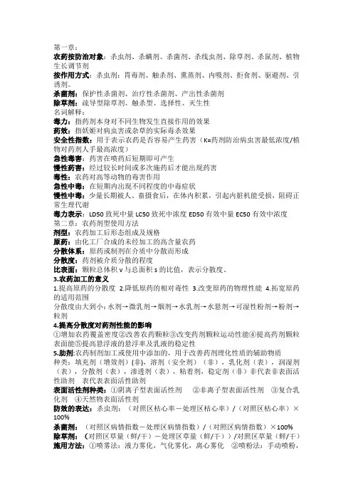 植物化学保护重点