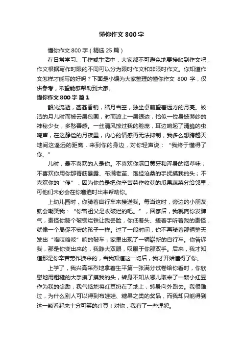 懂你作文800字（精选25篇）