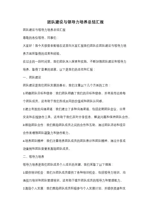 团队建设与领导力培养总结汇报