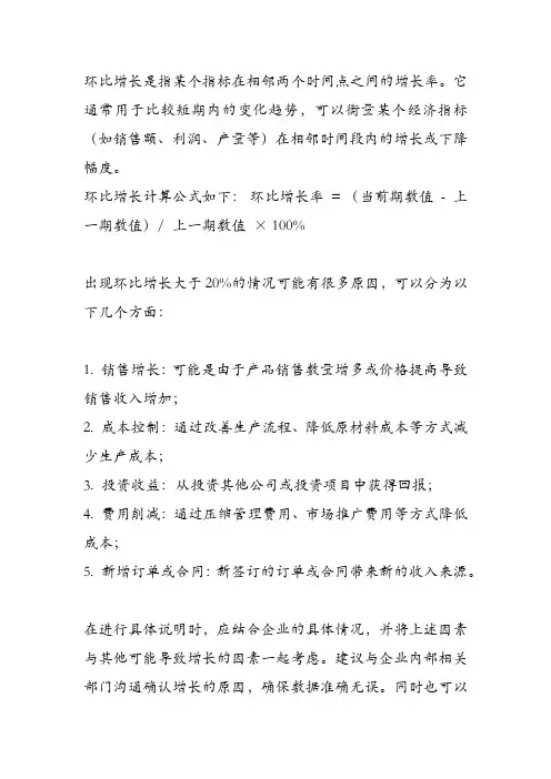 环比增长大于20%的说明
