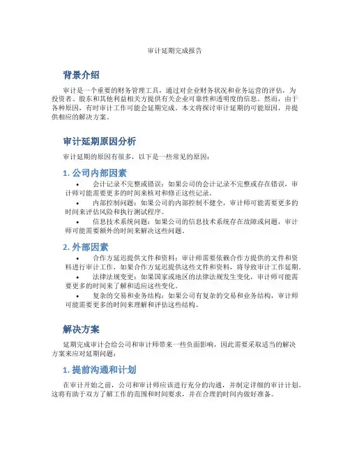 审计延期完成报告