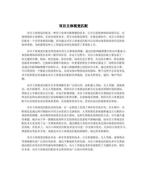 双目立体视觉匹配