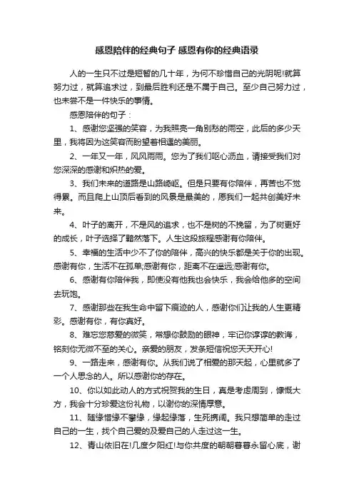 感恩陪伴的经典句子感恩有你的经典语录