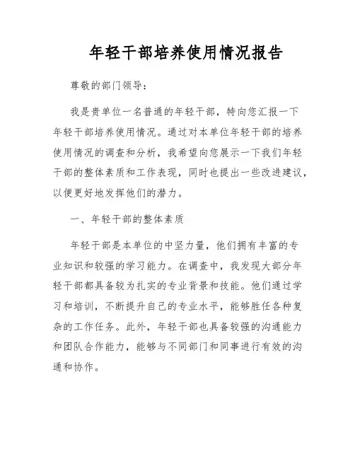 年轻干部培养使用情况报告