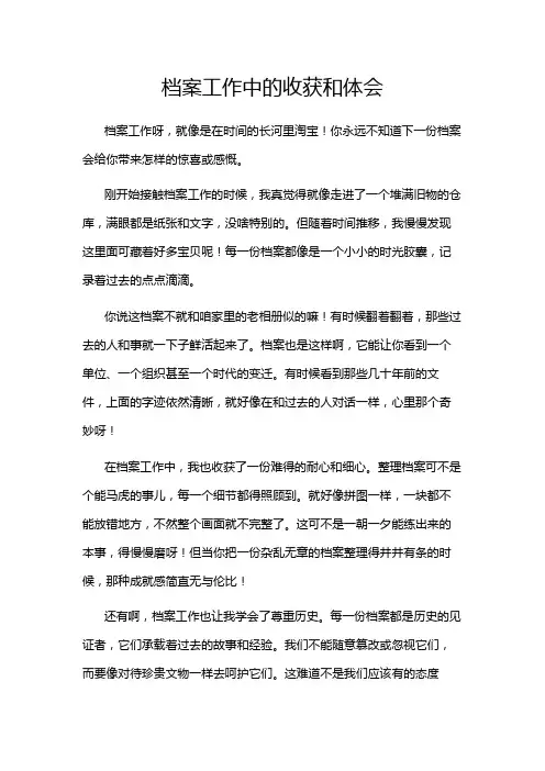 档案工作中的收获和体会