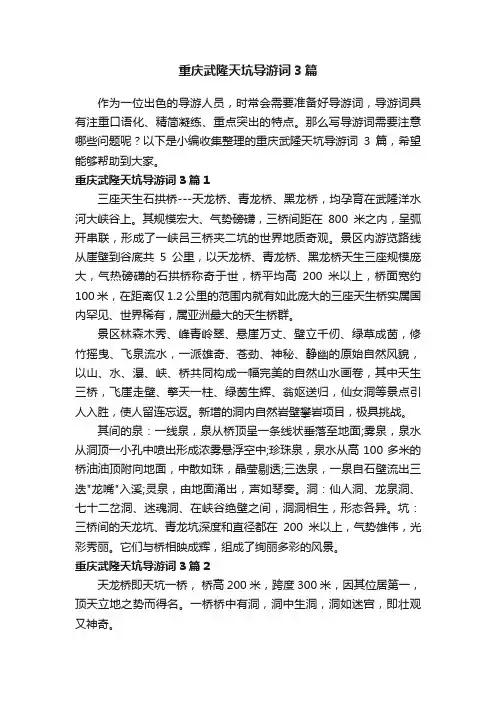 重庆武隆天坑导游词3篇