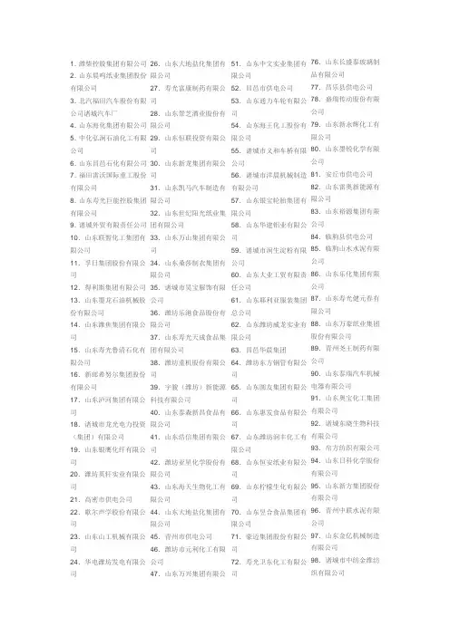 潍坊百强企业
