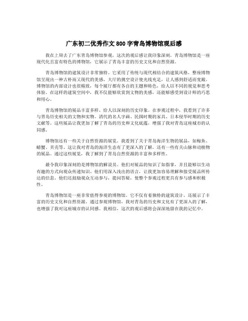 广东初二优秀作文800字青岛博物馆观后感