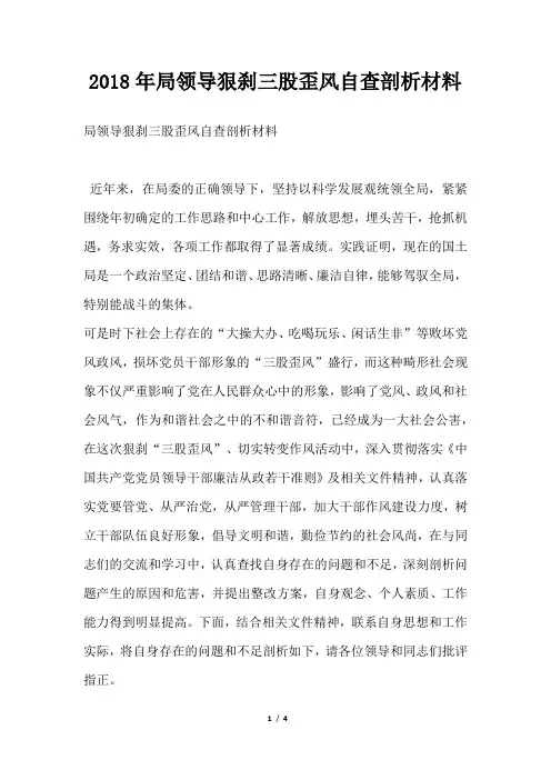 局领导狠刹三股歪风自查剖析材料
