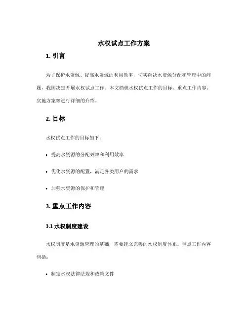 水权试点工作方案