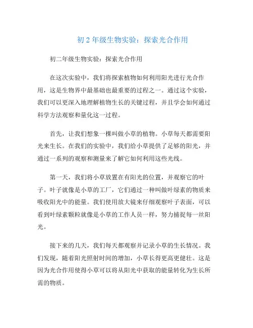 初2年级生物实验：探索光合作用
