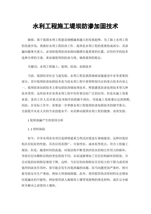 水利工程施工堤坝防渗加固技术