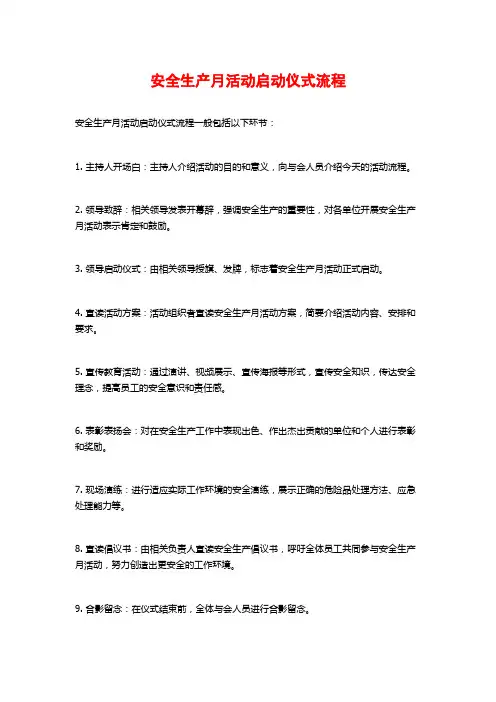 安全生产月活动启动仪式流程