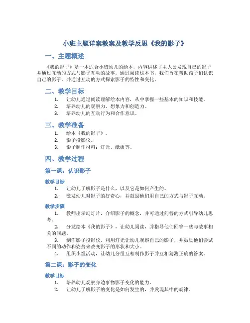 小班主题详案教案及教学反思《我的影子》