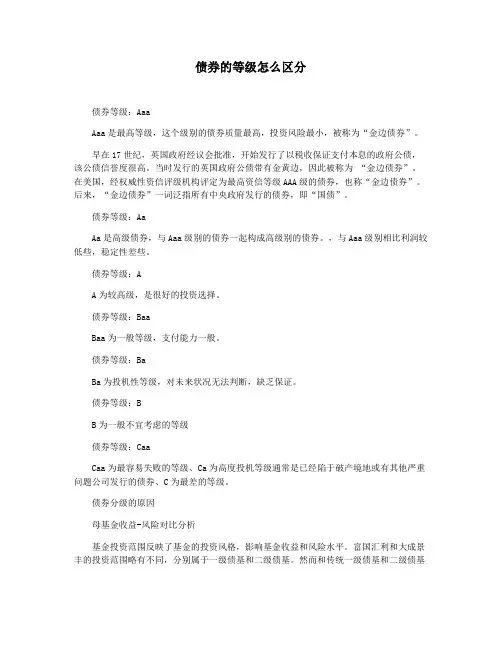 债券的等级怎么区分
