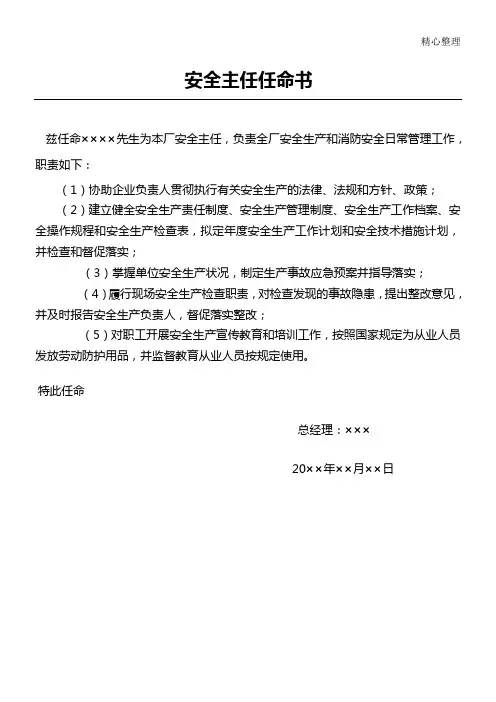 安全主任任命手册