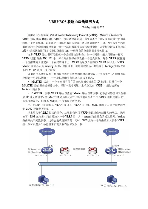 ROS_vrrp双线组网方式
