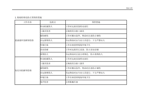 脱硫危险点预控措施