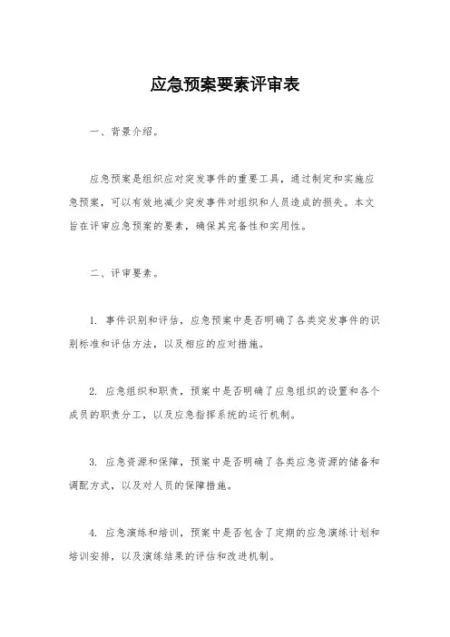 应急预案要素评审表