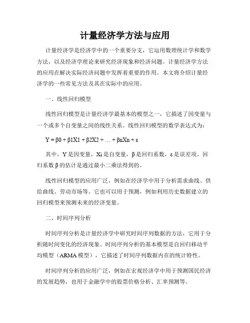 计量经济学方法与应用