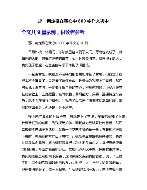 那一刻定格在我心中800字作文初中