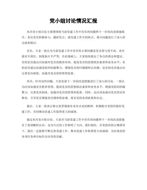 党小组讨论情况汇报