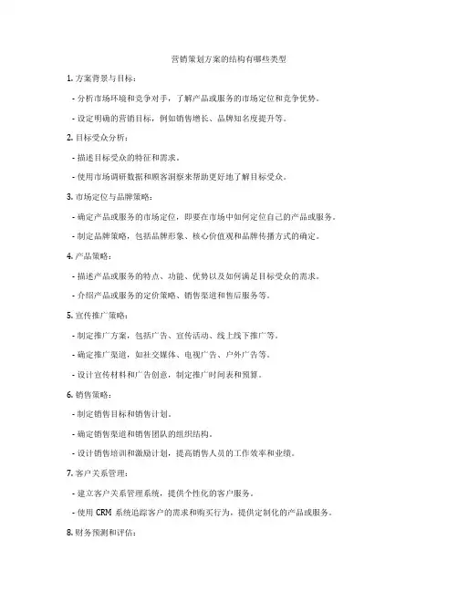 营销策划方案的结构有哪些类型