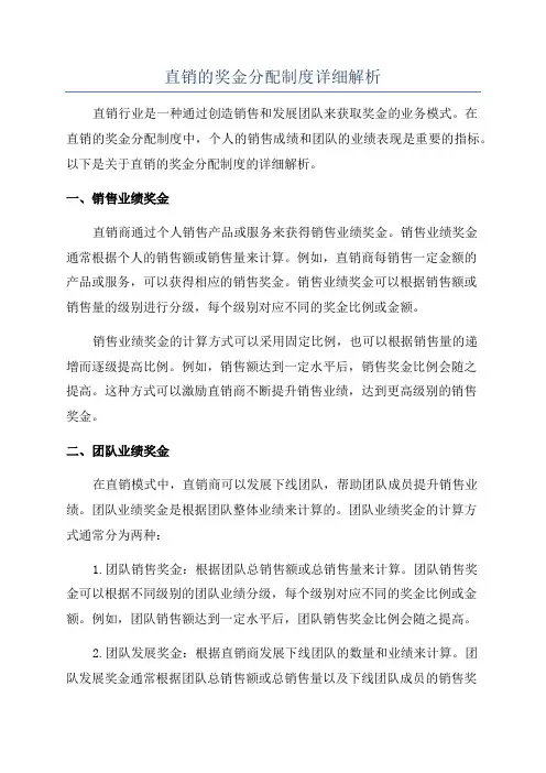 直销的奖金分配制度详细解析