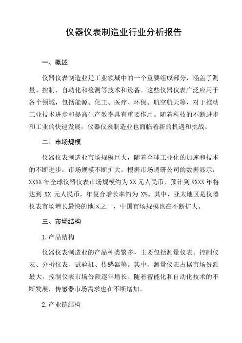 仪器仪表制造业行业分析报告工作汇报总结汇报工作成果汇报行业报告
