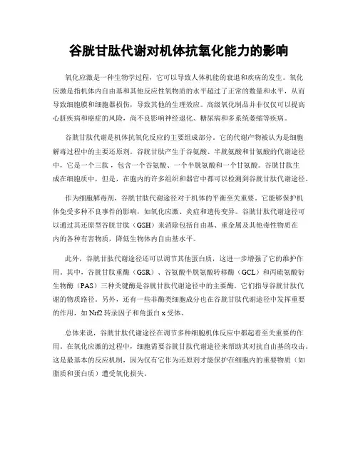 谷胱甘肽代谢对机体抗氧化能力的影响