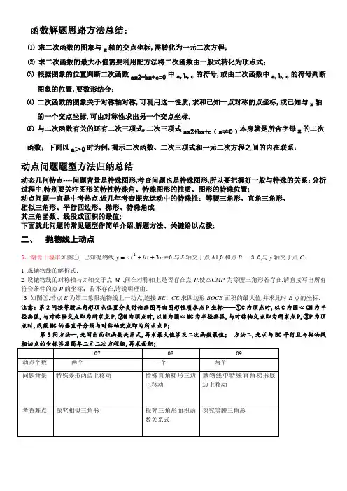 二次函数动点问题解答方法技巧含例解答案