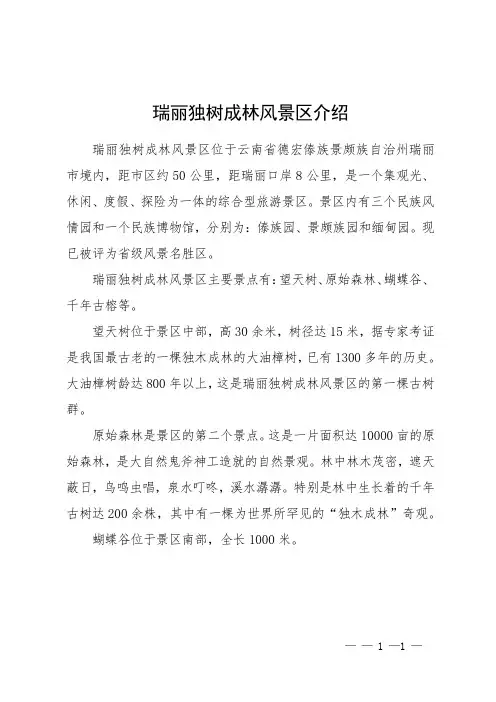 瑞丽独树成林风景区介绍