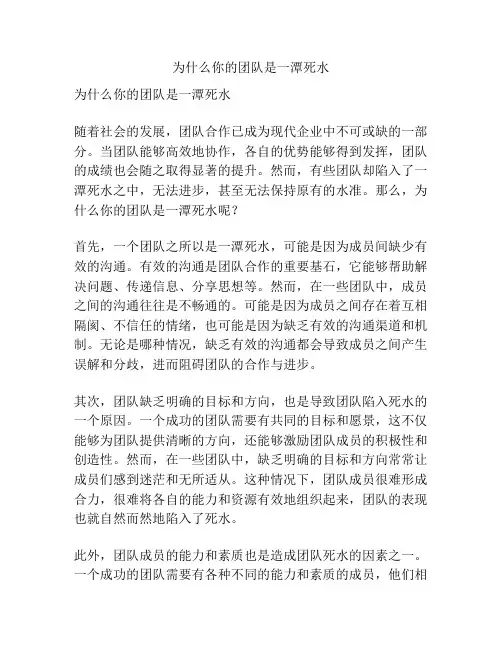 为什么你的团队是一潭死水