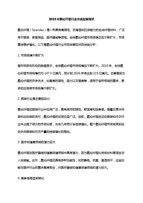 2023年氨纶纤维行业市场发展现状
