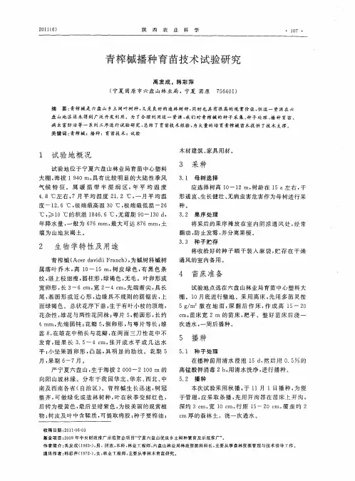青榨槭播种育苗技术试验研究