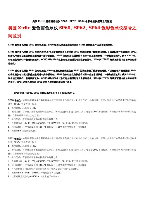 美国X-rite爱色丽色差仪SP60