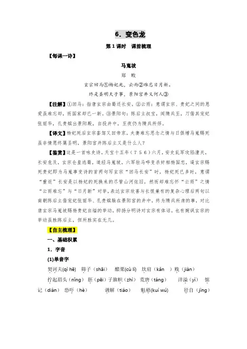 《变色龙》知识梳理与课内课外分层综合练习(原卷版)