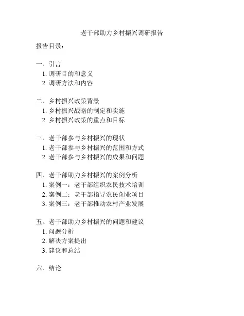 老干部助力乡村振兴调研报告